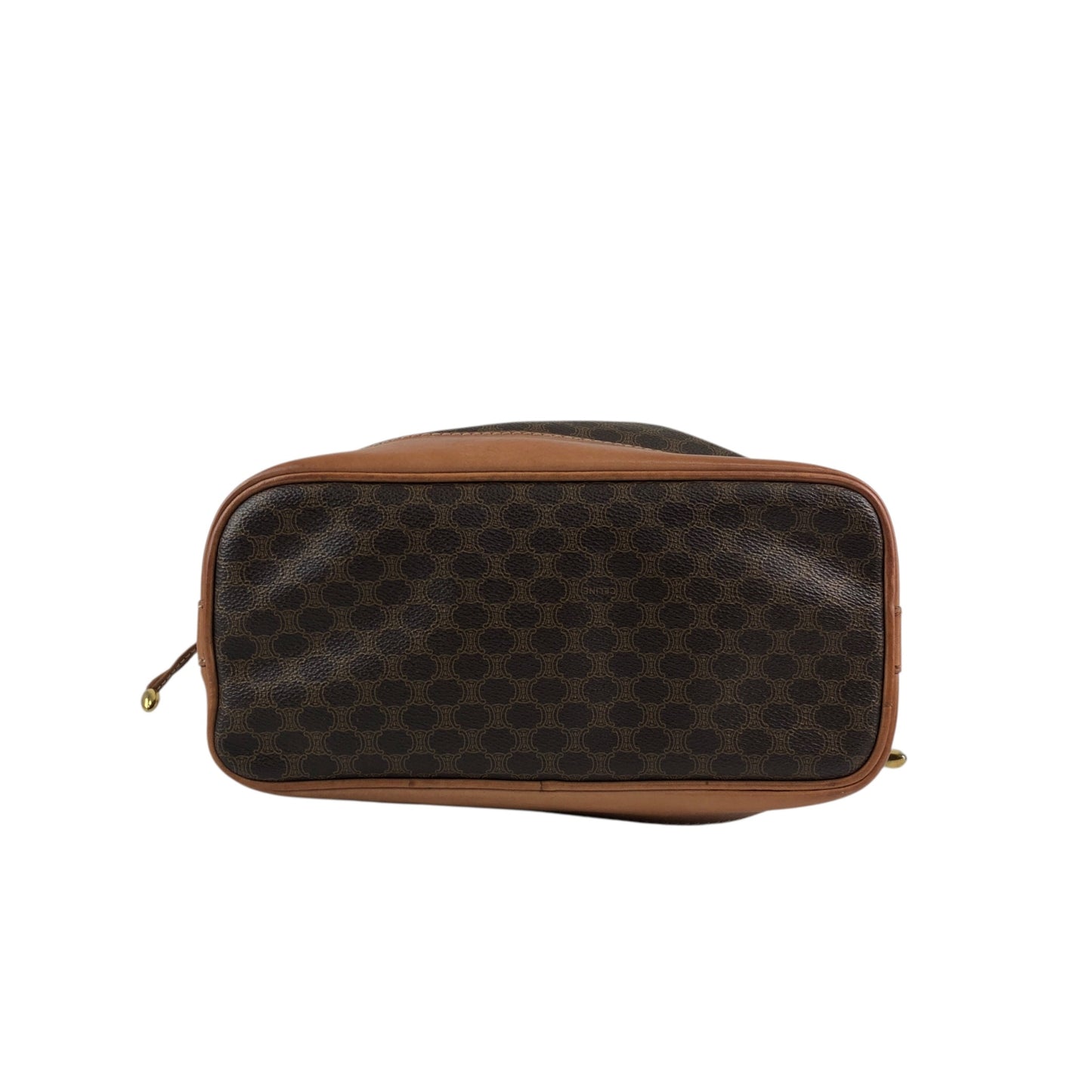 CELINE Macadam Blason Drawstring Shoulder bag Brown Vintage twzgft