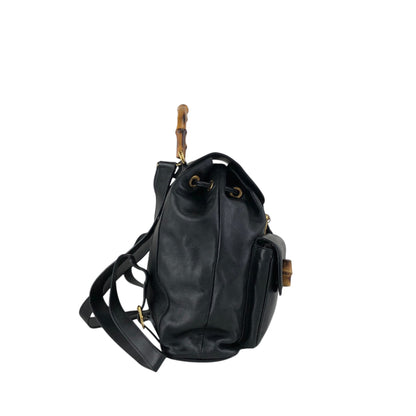 GUCCI Bamboo Double Pocket Backpack Black Vintage 3ug5ej