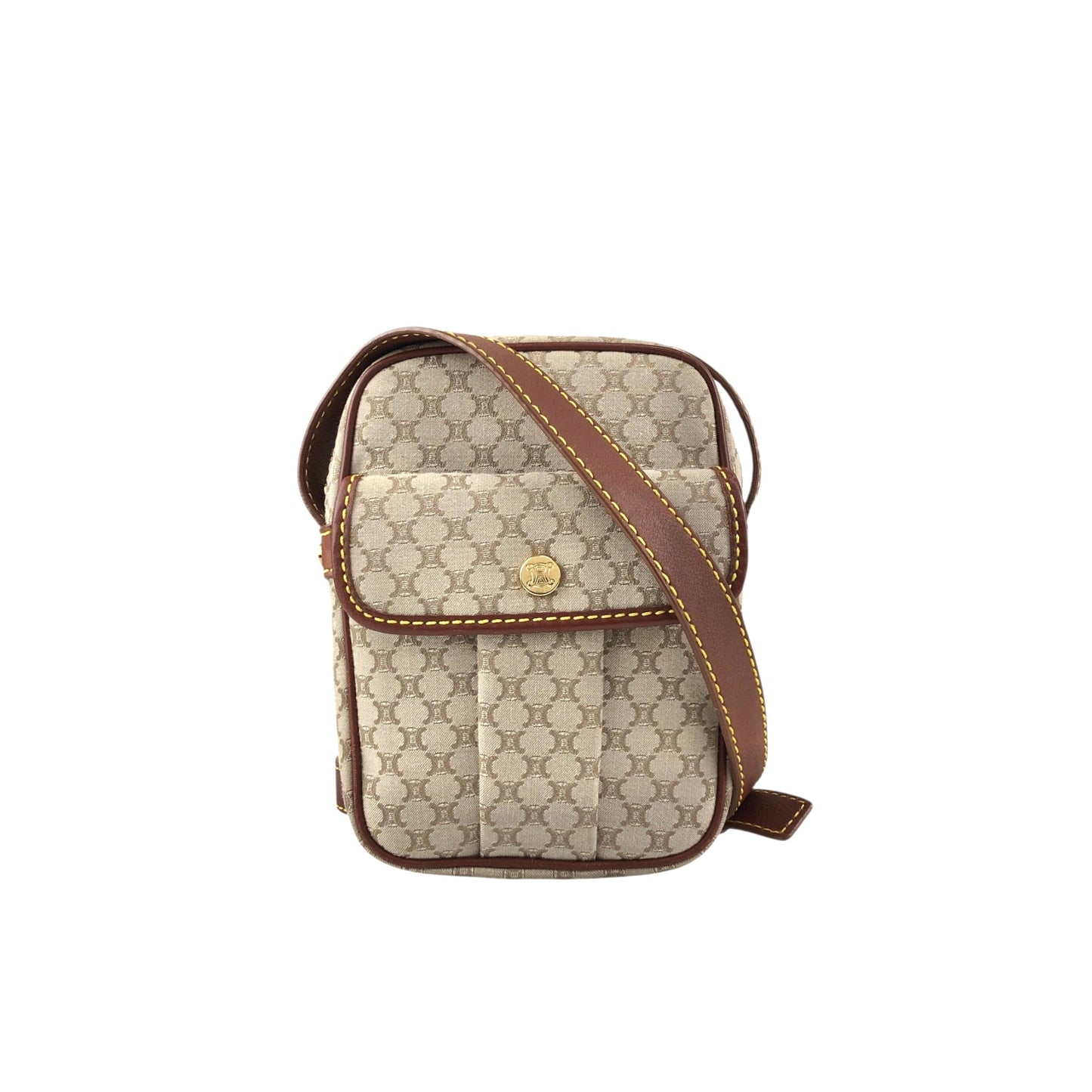 CELINE Blason Small Shoulder bag Beige Vintage yn4w5e