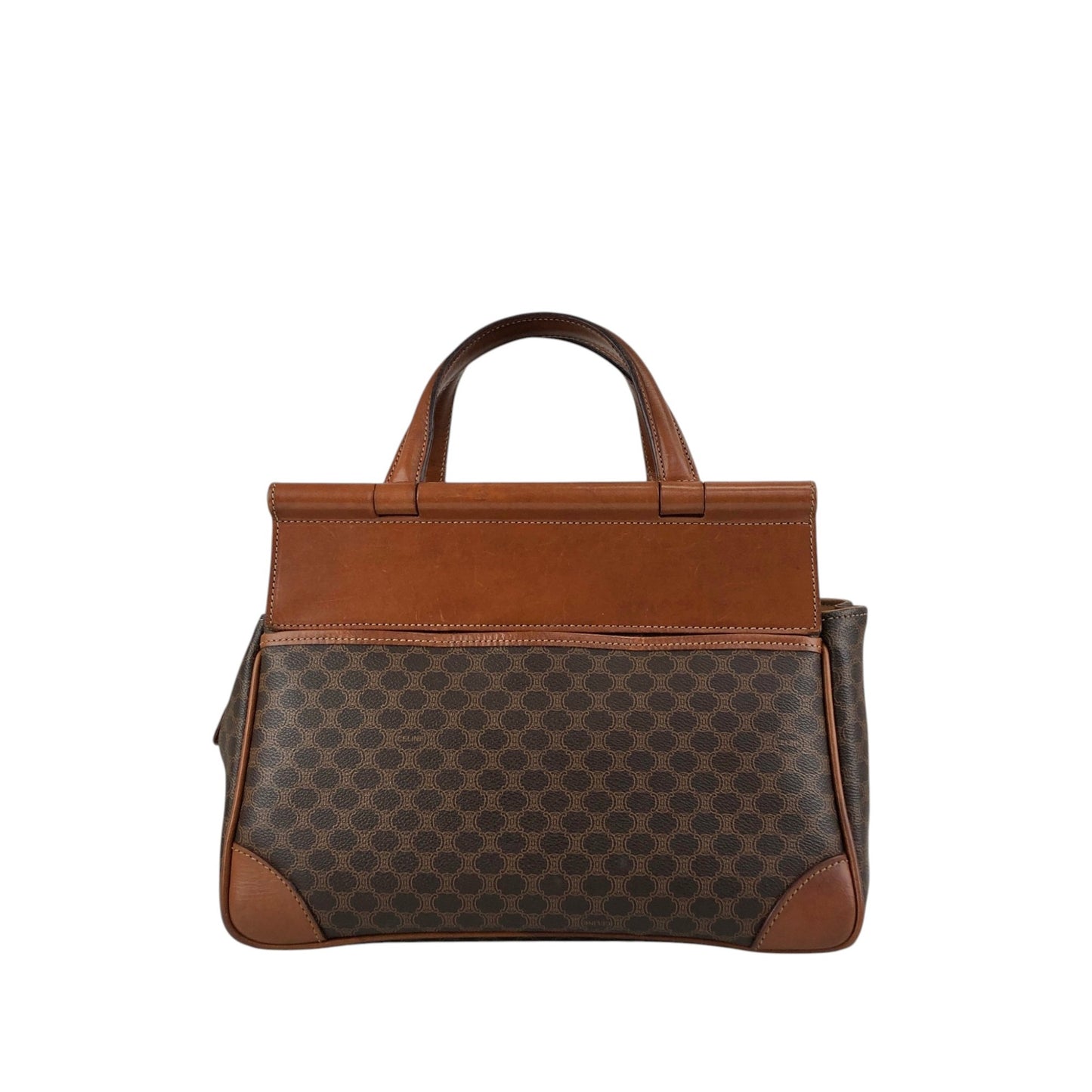CELINE Macadam Blason Front Buckle Handbag Brown Vintage kaare7
