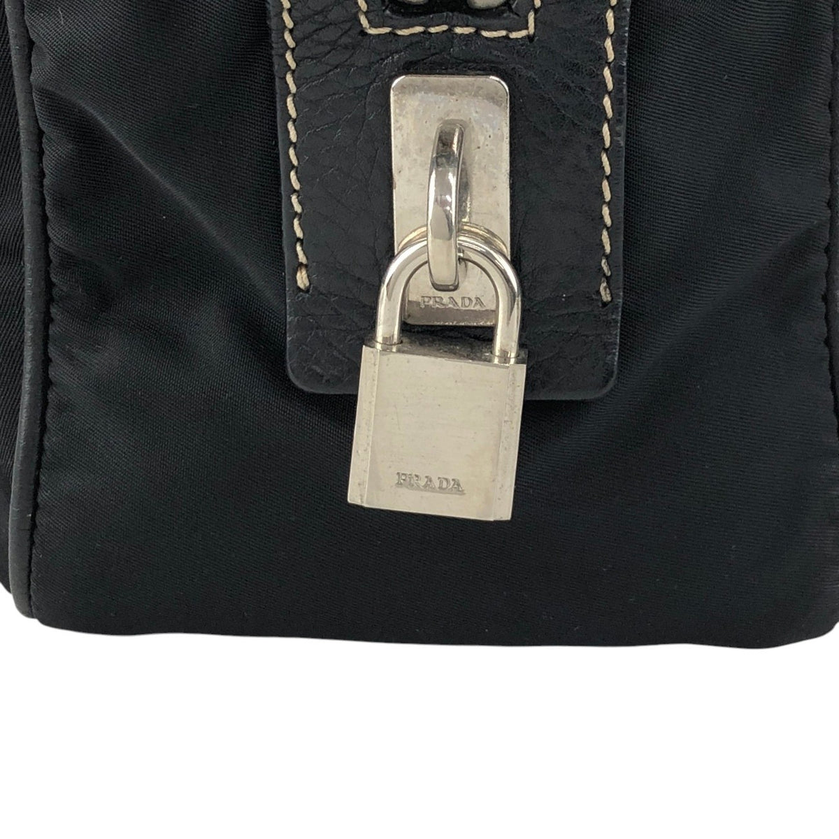 PRADA Logo Boston bag Totebag Black Vintage b57rj5
