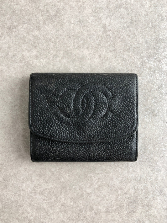 CHANEL Coco Mark Coin Purse Black Vintage gscxim