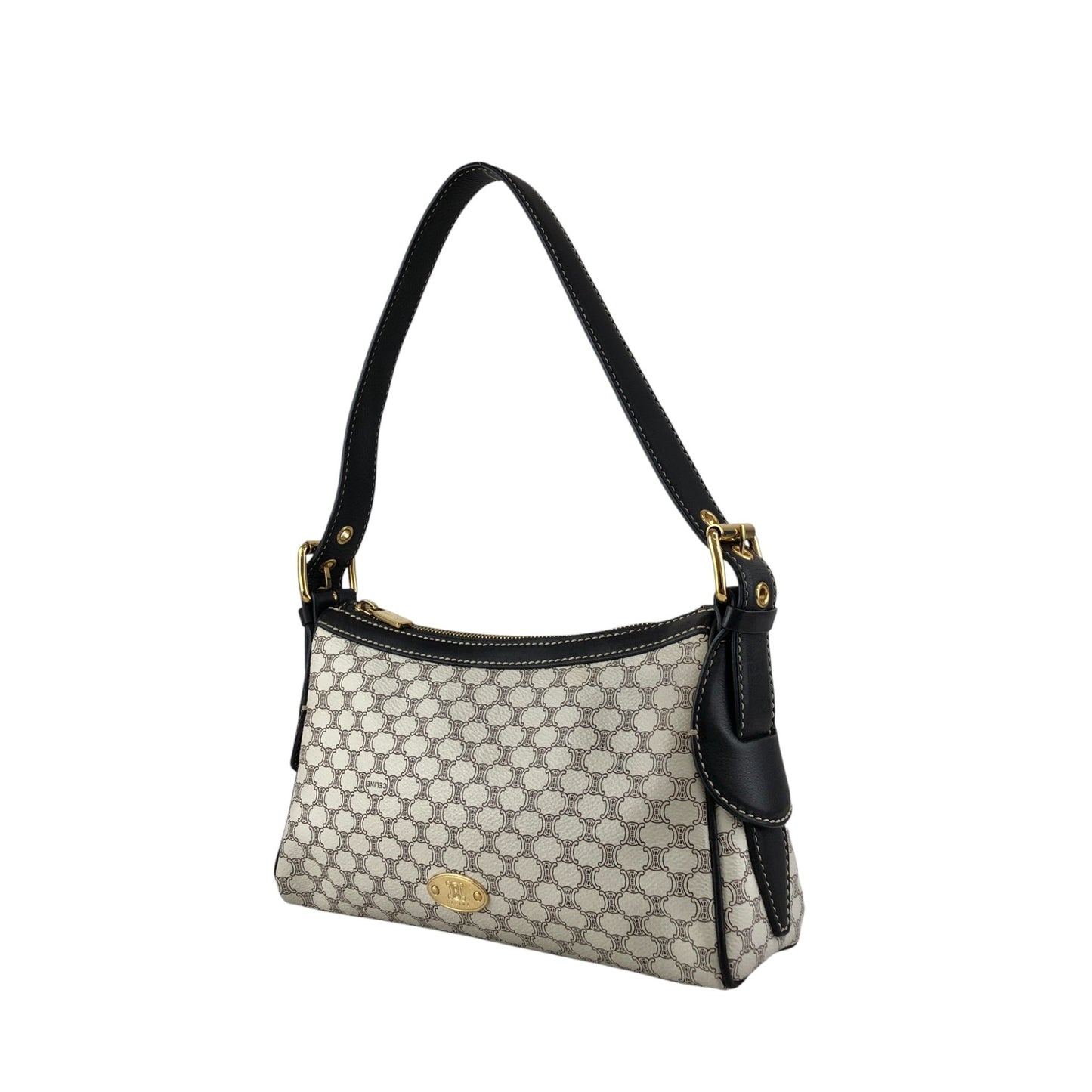 CELINE Macadam Triomphe Shoulder bag White Vintage frfffi