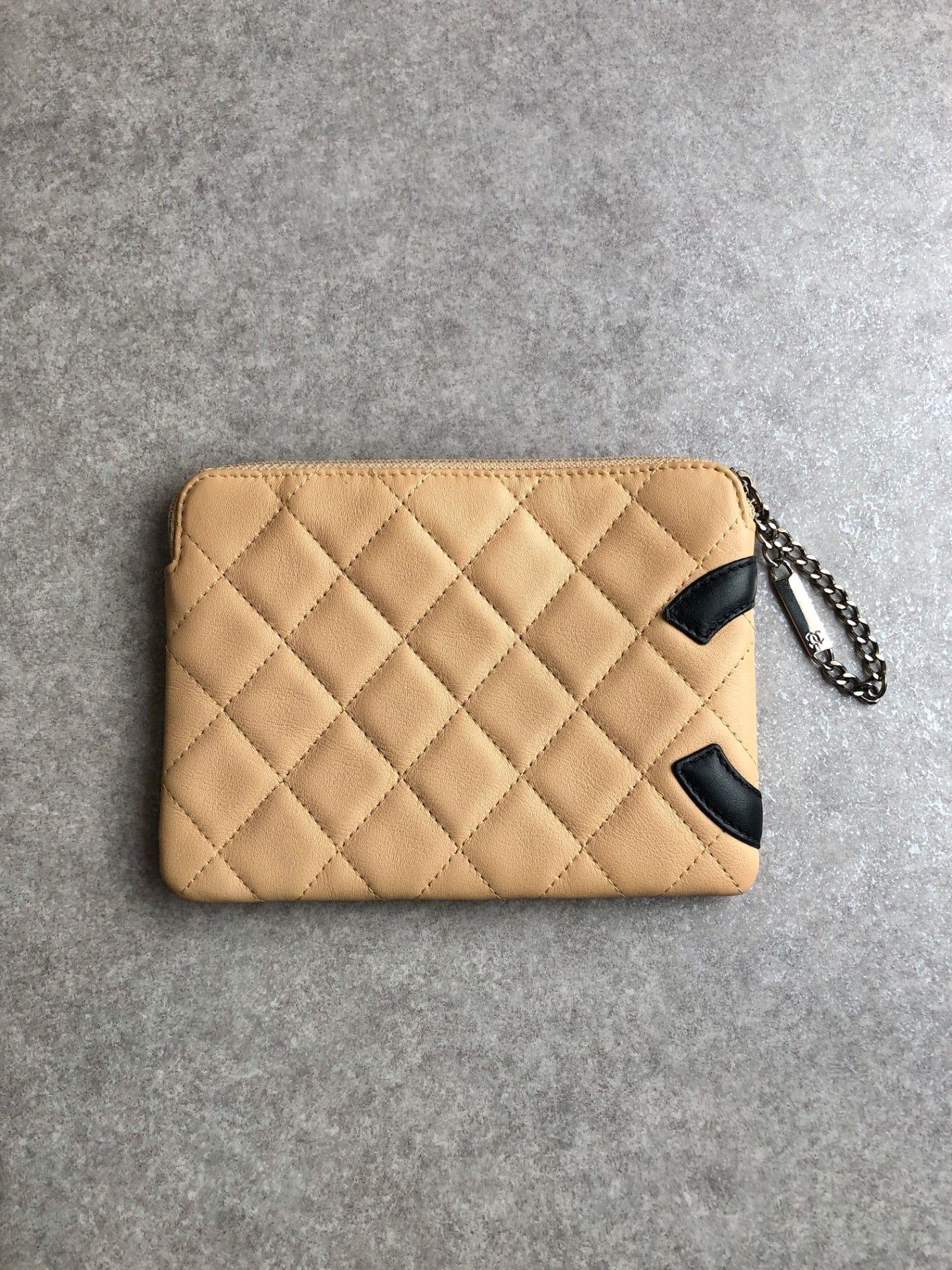 CHANEL Coco Mark Handbag Pouch Beige Vintage p5gycv