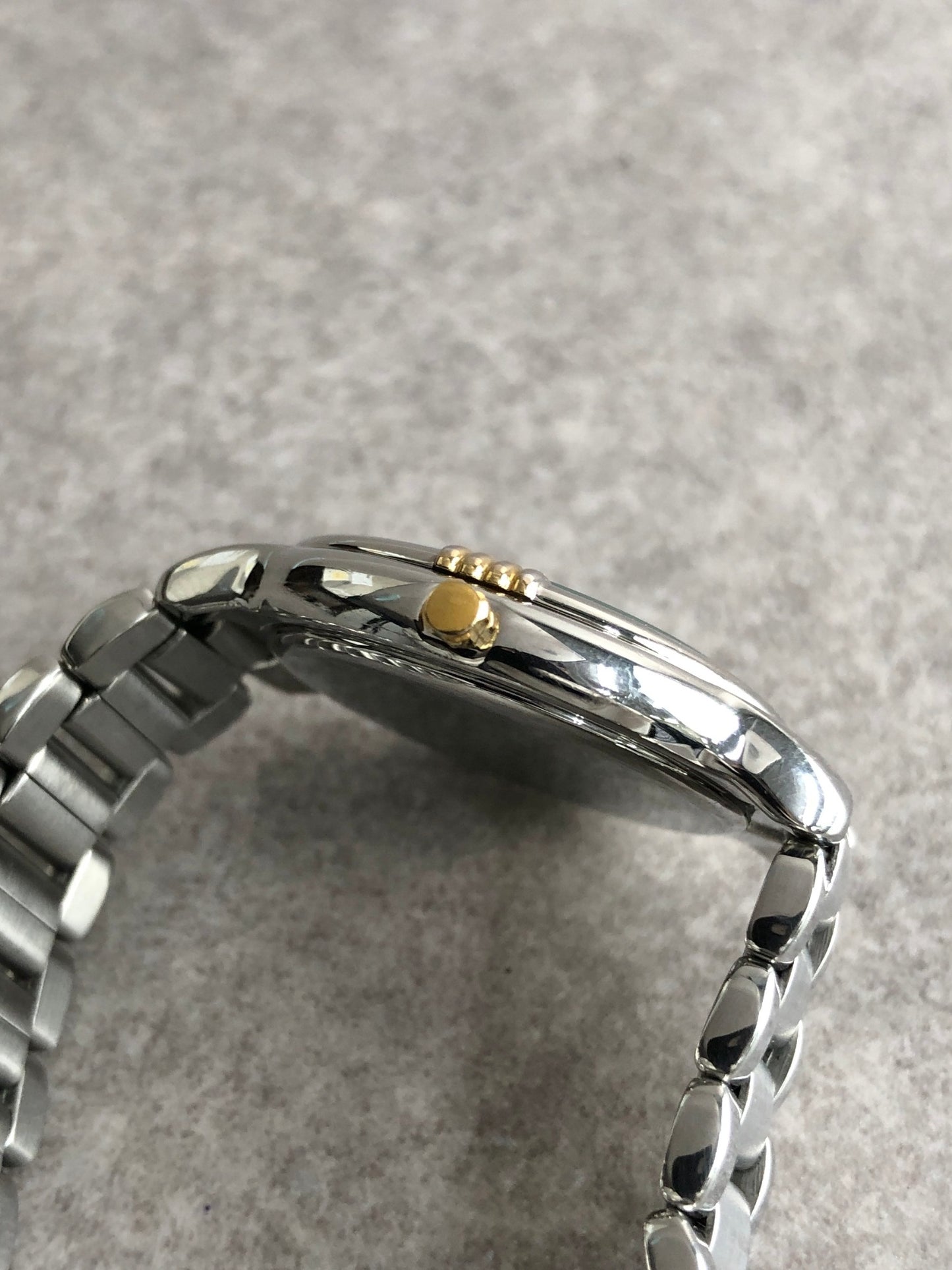 Yves Saint Laurent YSL Logo Quartz Watch Silver×Blue 6031-G11246 Vintage rcren6