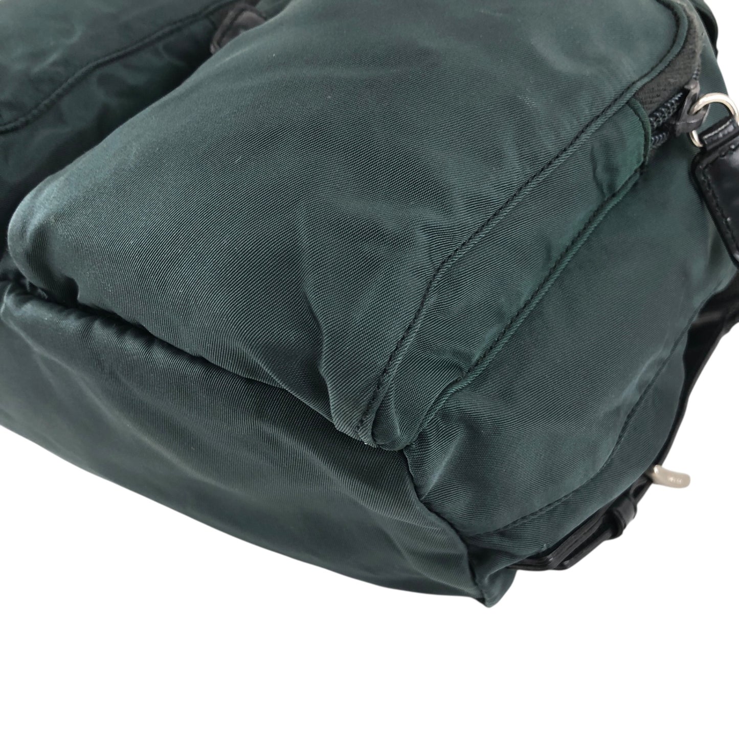 PRADA Tessuto Triangle Logo Double Pocket Backpack Green Vintage 43hn3u