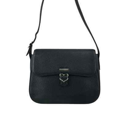 Yves Saint Laurent Logo Front Buckle Shoulder bag Black Vintage f6ymwp
