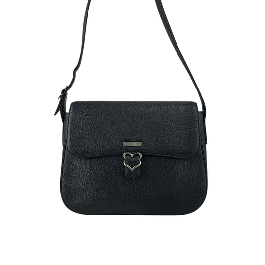 Yves Saint Laurent Logo Front Buckle Shoulder bag Black Vintage f6ymwp
