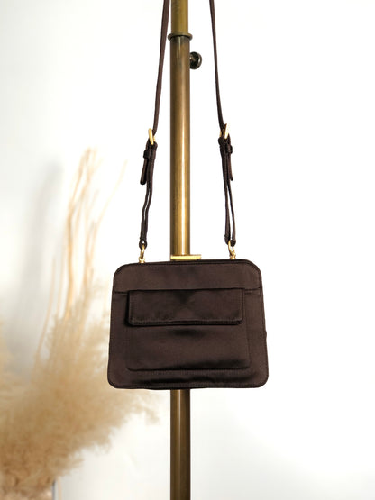 PRADA Metal Closure Shoulder bag Brown Vintage z6hamg