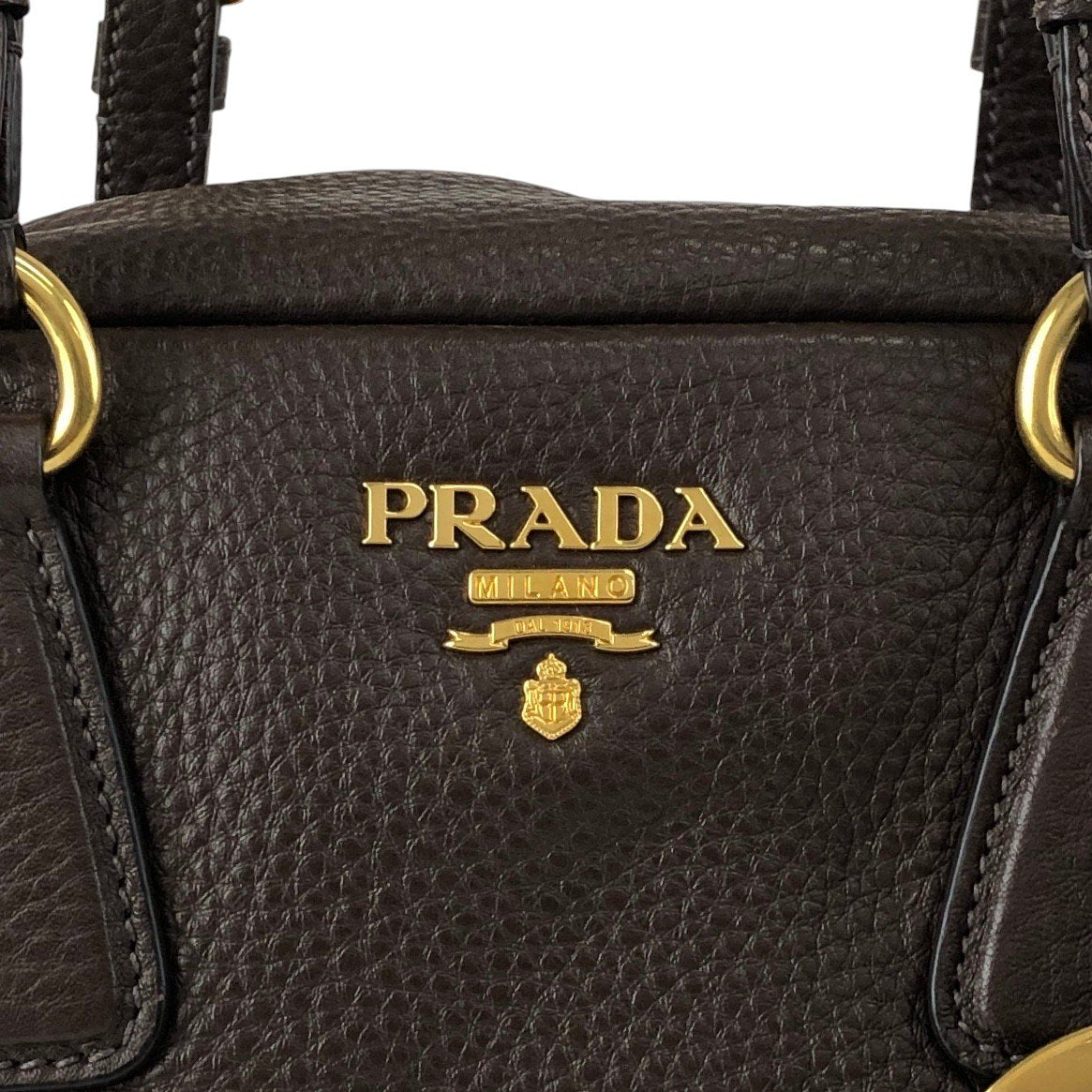 PRADA Logo Handbag Shoulder bag Brown Vintage wddeyg