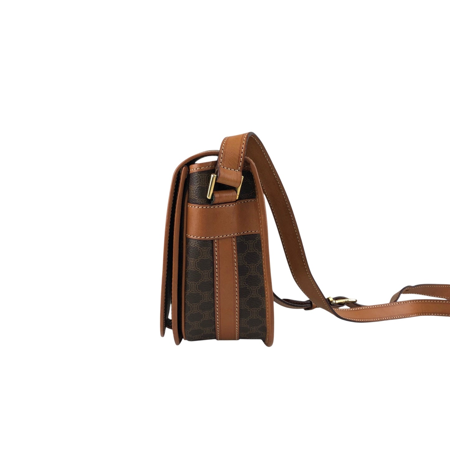 CELINE Macadam Blason Flap Shoulder bag Brown Vintage 2etvvm