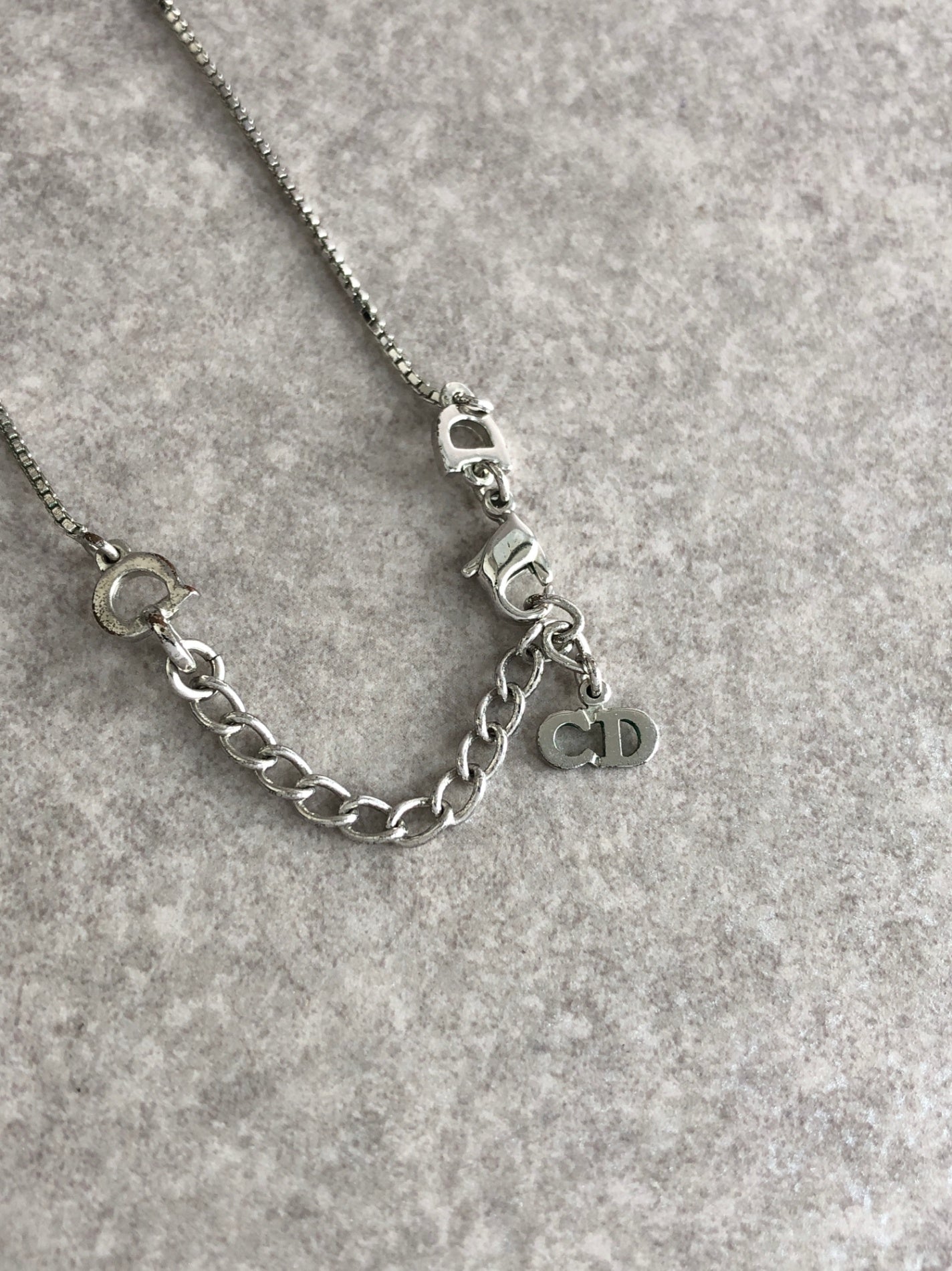 Christian Dior Logo Motif Necklace Silver Vintage cvjvv4