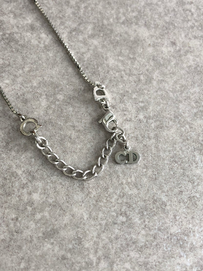 Christian Dior Logo Motif Necklace Silver Vintage cvjvv4