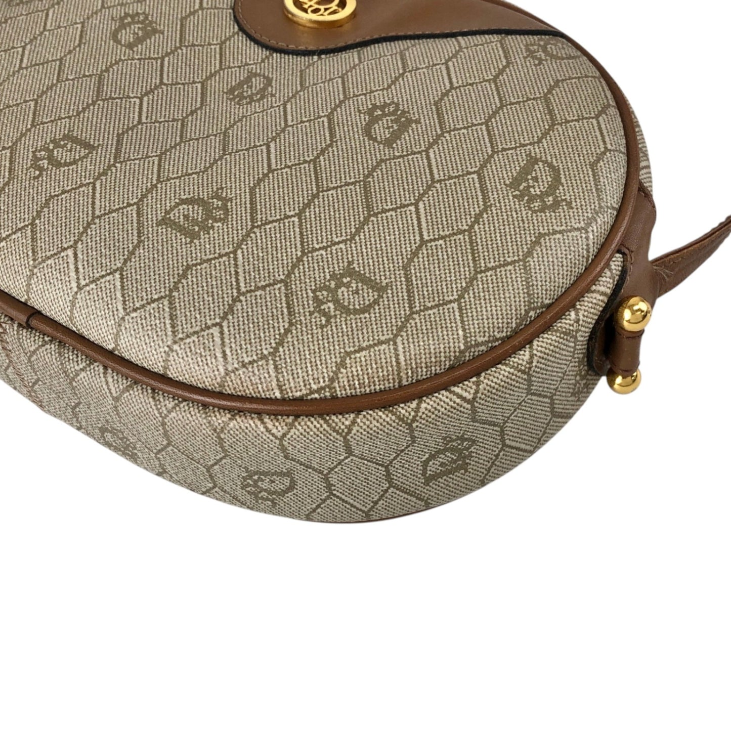 Christian Dior Honeycomb Pattern Logo Shoulder bag Beige Vintage ehuk2a