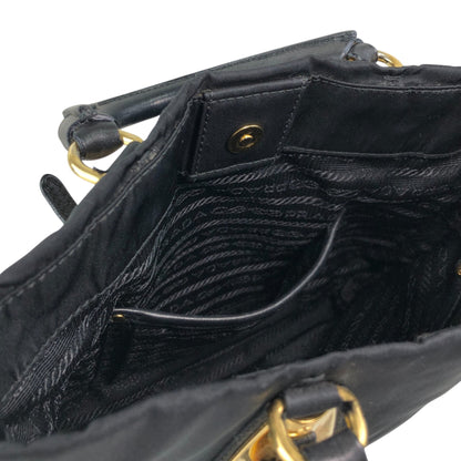 PRADA Logo Handbag Black Vintage zm3r7k