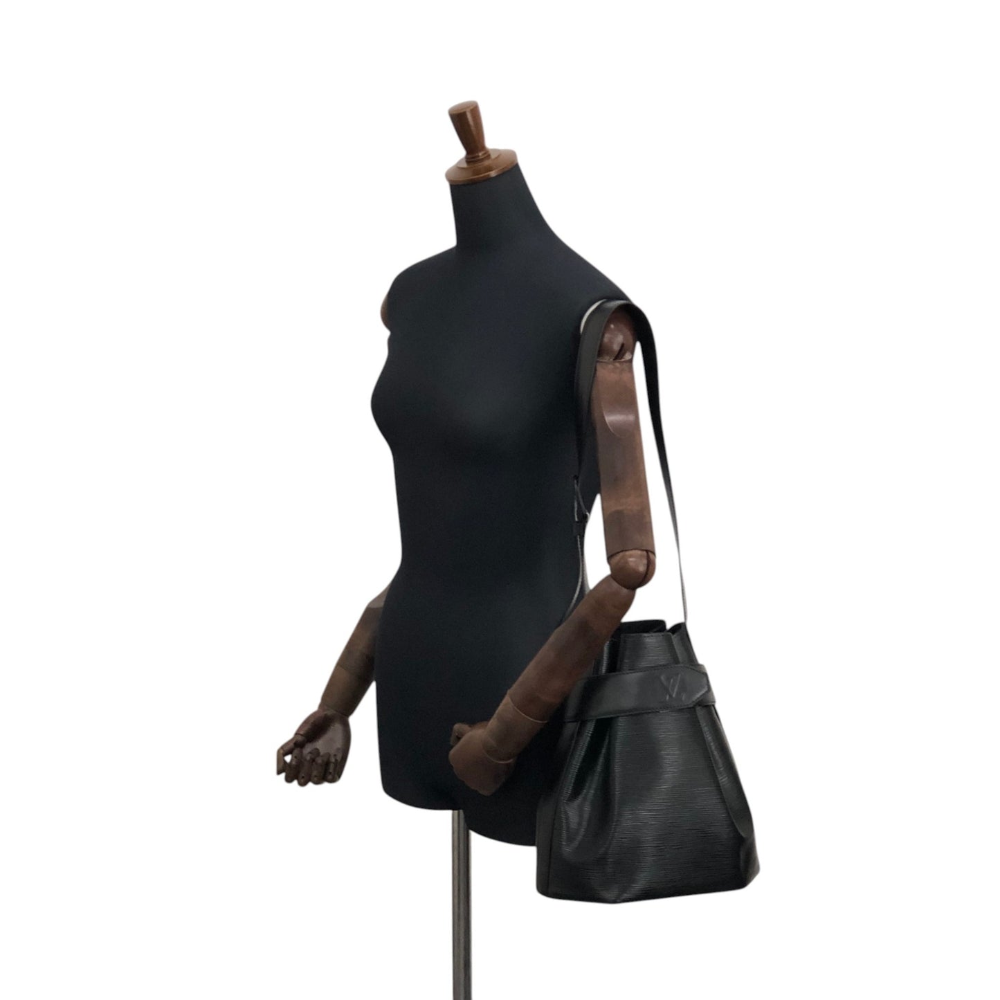 LOUIS VUITTON Epi Drawstring Shoulder bag Black Vintage 6ajzsh