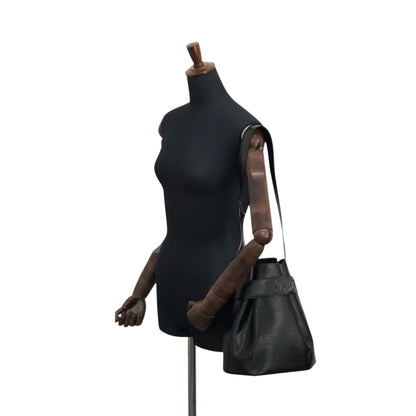 LOUIS VUITTON Epi Drawstring Shoulder bag Black Vintage 6ajzsh
