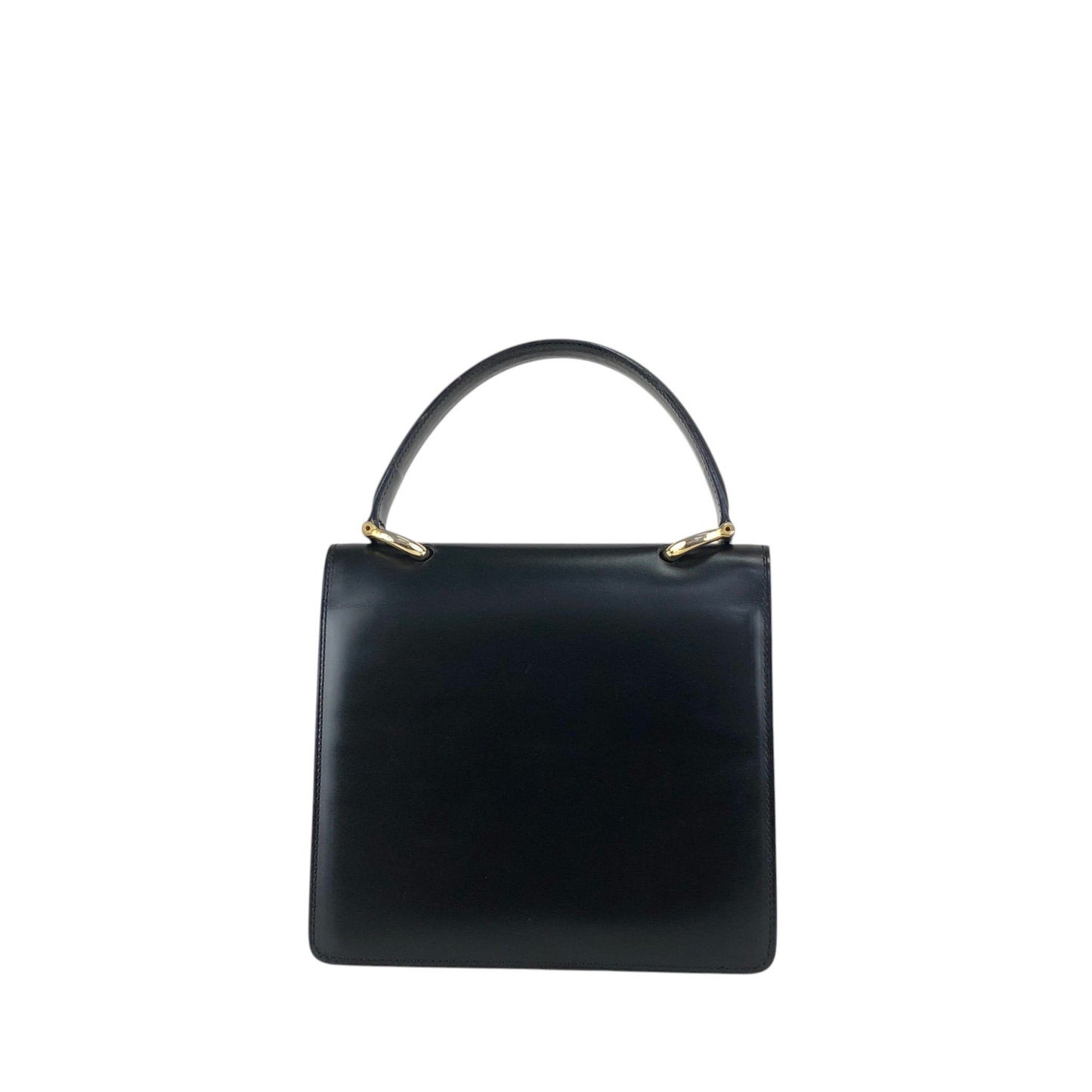 CELINE Double Flap Handbag Black Vintage teziwg