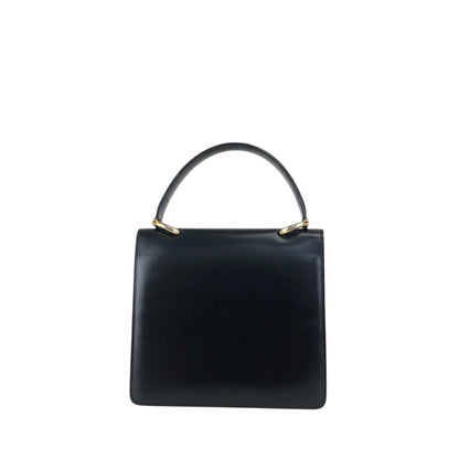CELINE Double Flap Handbag Black Vintage teziwg