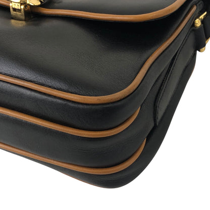 CELINE Triomphe Piping Shoulder bag Black×Brown Vintage 5hc7wn