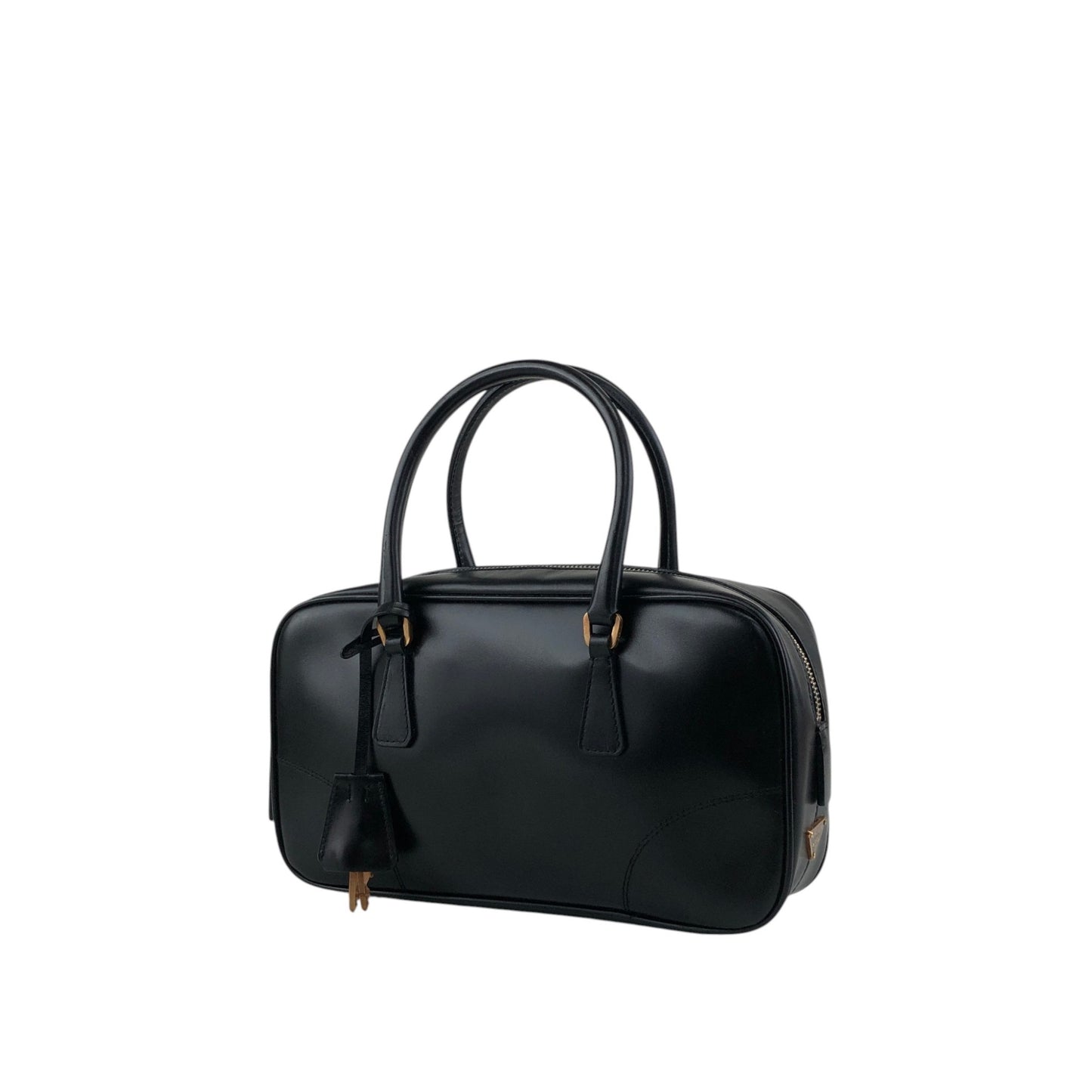 PRADA Triangle Logo Small Boston bag Handbag Black Vintage b7mxwa