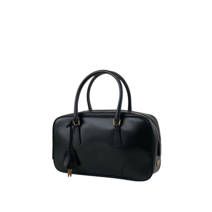 PRADA Triangle Logo Small Boston bag Handbag Black Vintage b7mxwa