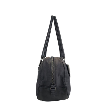 PRADA Triangle Logo Front Pocket Small Boston bag Handbag Black Vintage 7uz66d