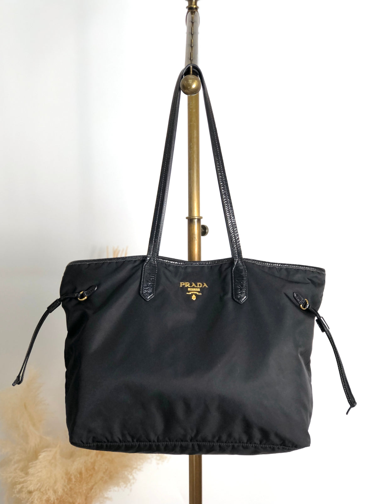 PRADA Logo Totebag Black Vintage 3h573h