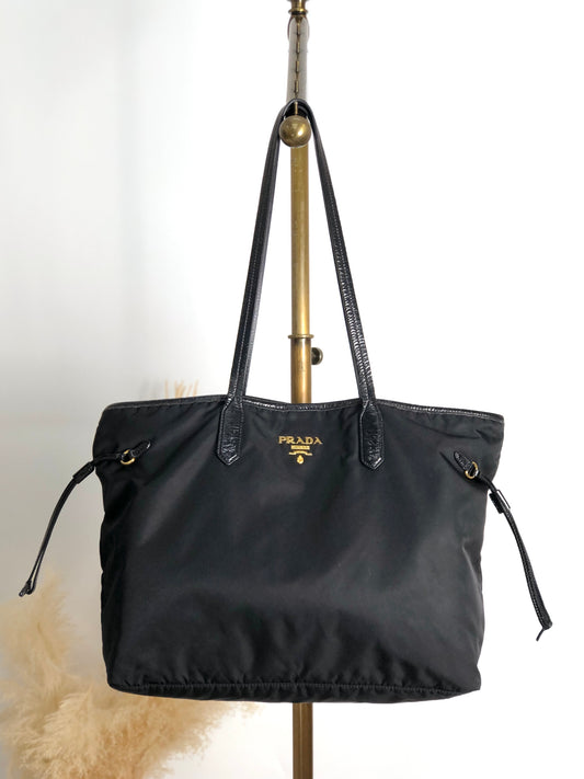 PRADA Logo Totebag Black Vintage 3h573h