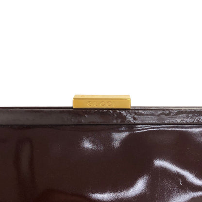 GUCCI Metal Clasp Handbag Brown Vintage ew3gks