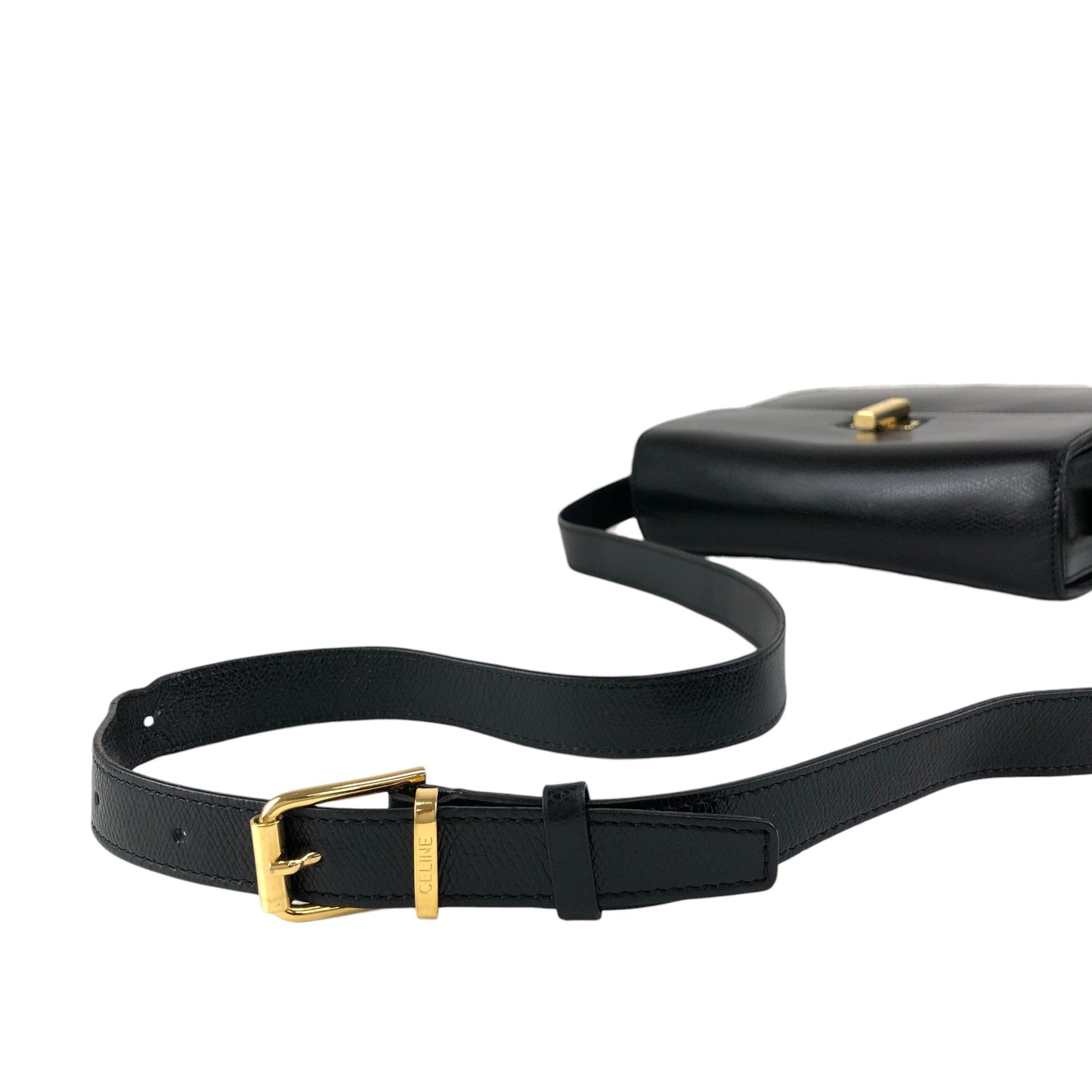 CELINE Turn Lock Shoulder bag Black Vintage jth6xy