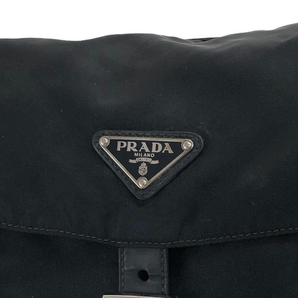 PRADA Triangle Logo Front Buckle Nylon Shoulder bag Black Vintage fjspwm