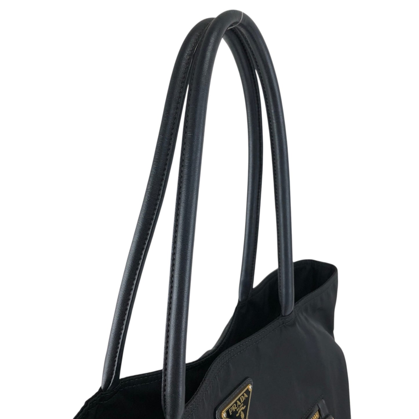 PRADA Tessuto Triangle Logo Front Pocket  Totebag Black Vintage 6rrumw