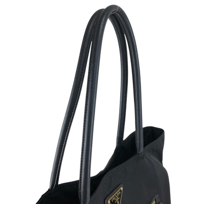 PRADA Tessuto Triangle Logo Front Pocket  Totebag Black Vintage 6rrumw