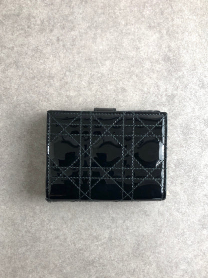 Christian Dior Cannage Folded Wallet Black Vintage m435au