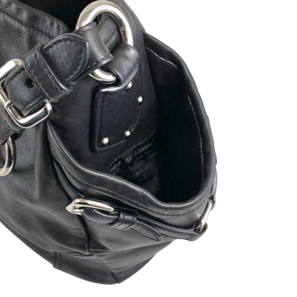 PRADA Logo Side Pocket Handbag Black Vintage ab8g6p