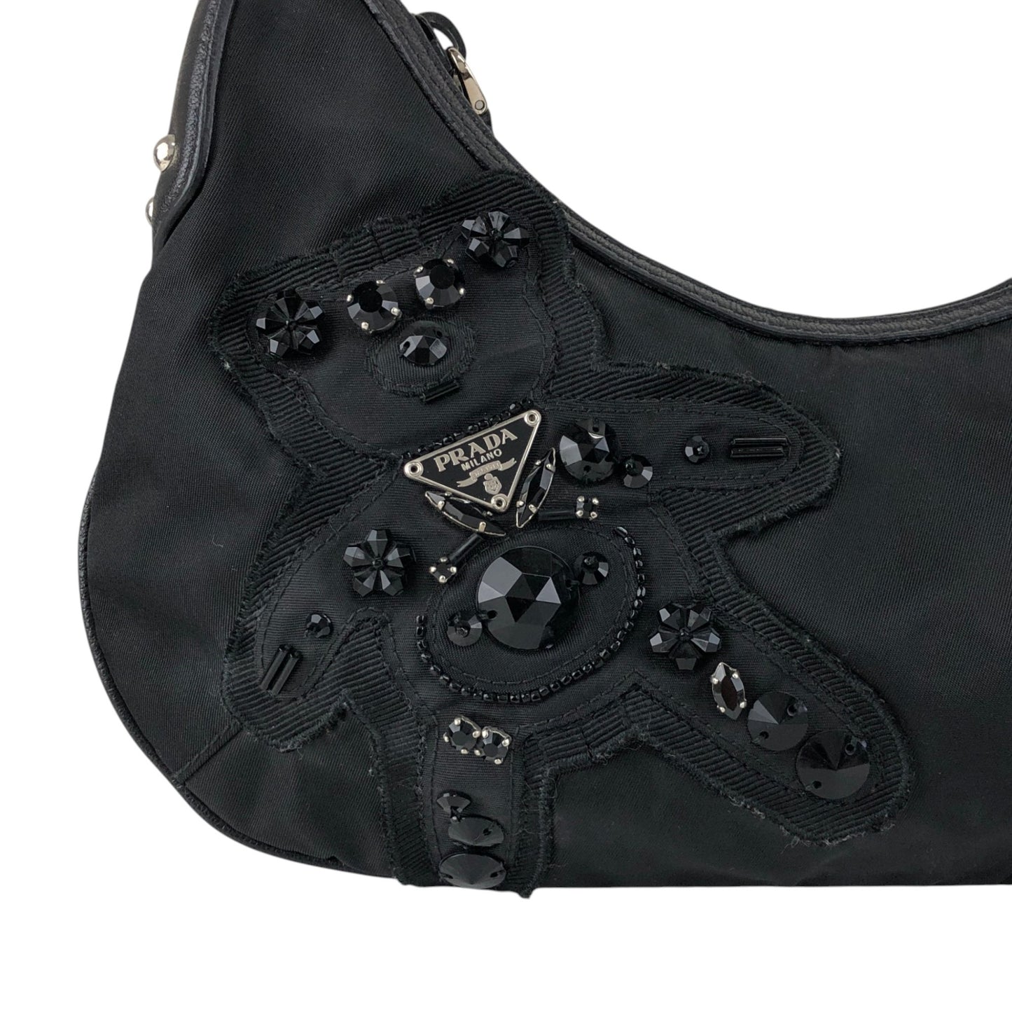 PRADA Triangle Logo Shoulder bag Black Vintage s4bkfb