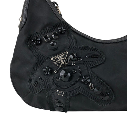 PRADA Triangle Logo Shoulder bag Black Vintage s4bkfb
