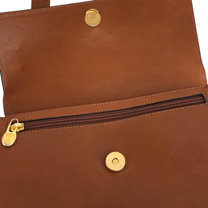 CELINE Gancini Flap Shoulder bag Brown Vintage jx5pxb