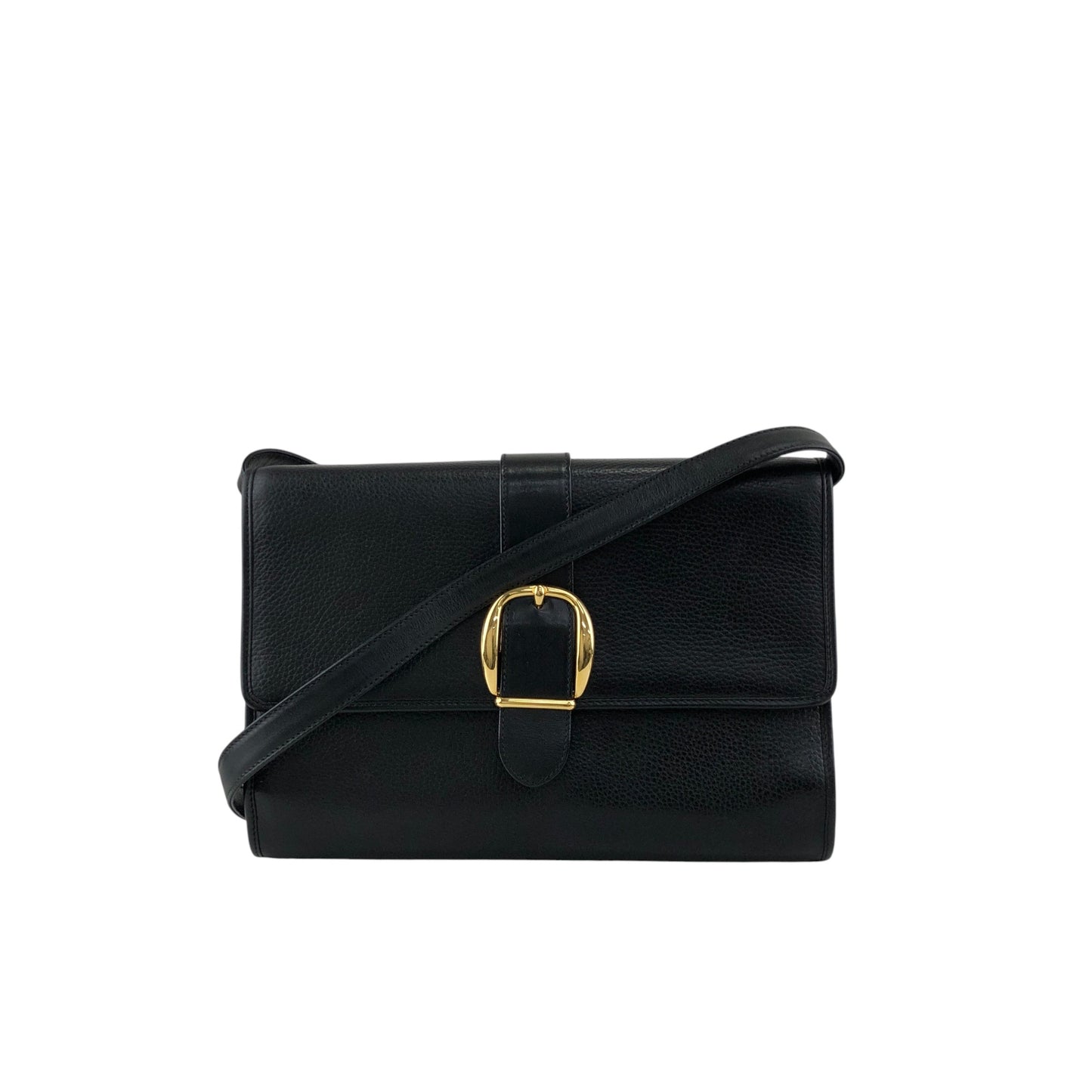 GUCCI Front Buckle Shoulder bag Black Vintage zbczdz