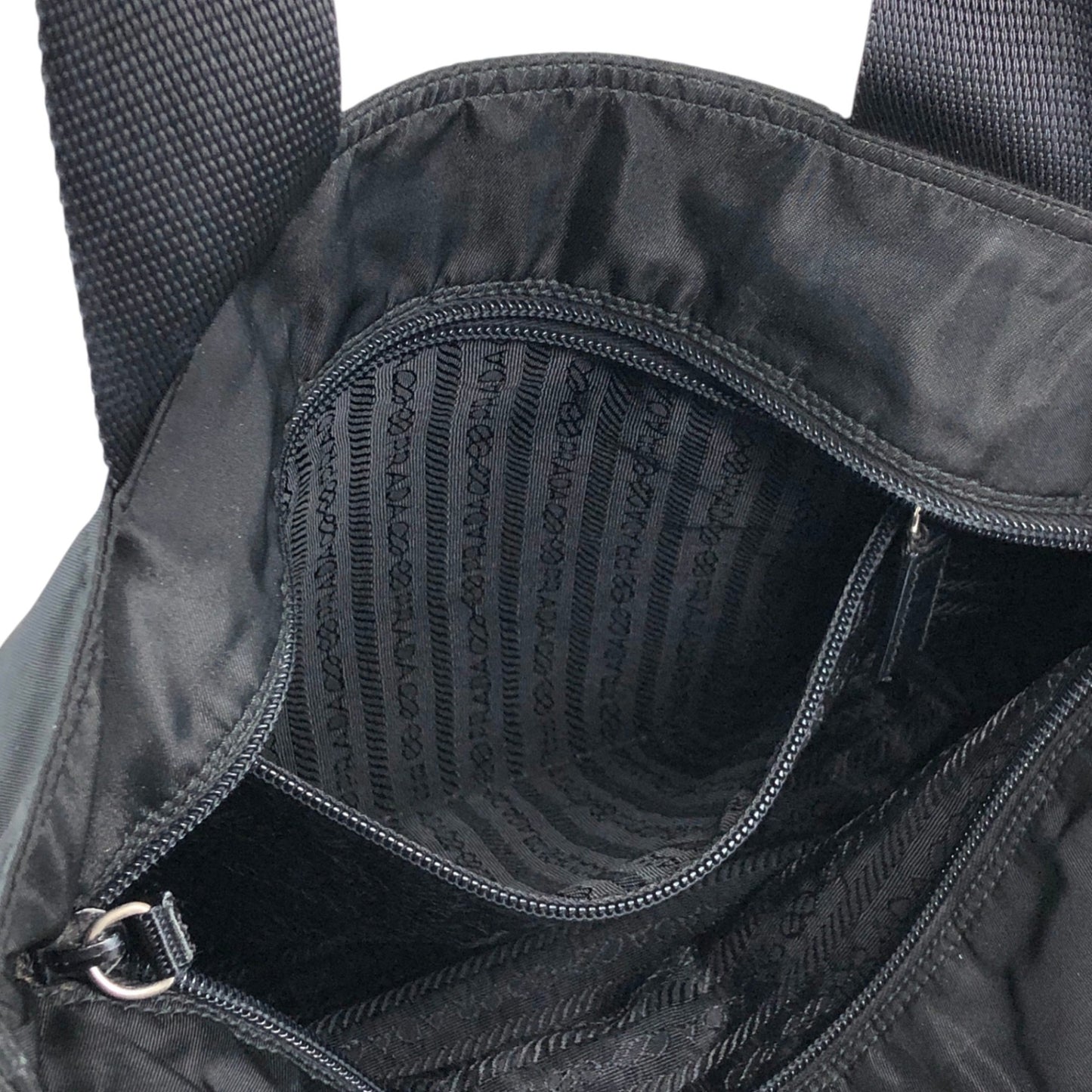PRADA Tessuto Triangle Logo Handbag Totebag Black Vintage ij43tr
