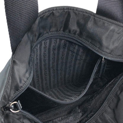 PRADA Tessuto Triangle Logo Handbag Totebag Black Vintage ij43tr