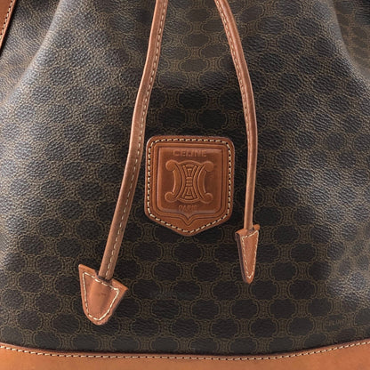 CELINE Macadam Blason Drawstring Shoulder bag Brown Vintage epwjhg