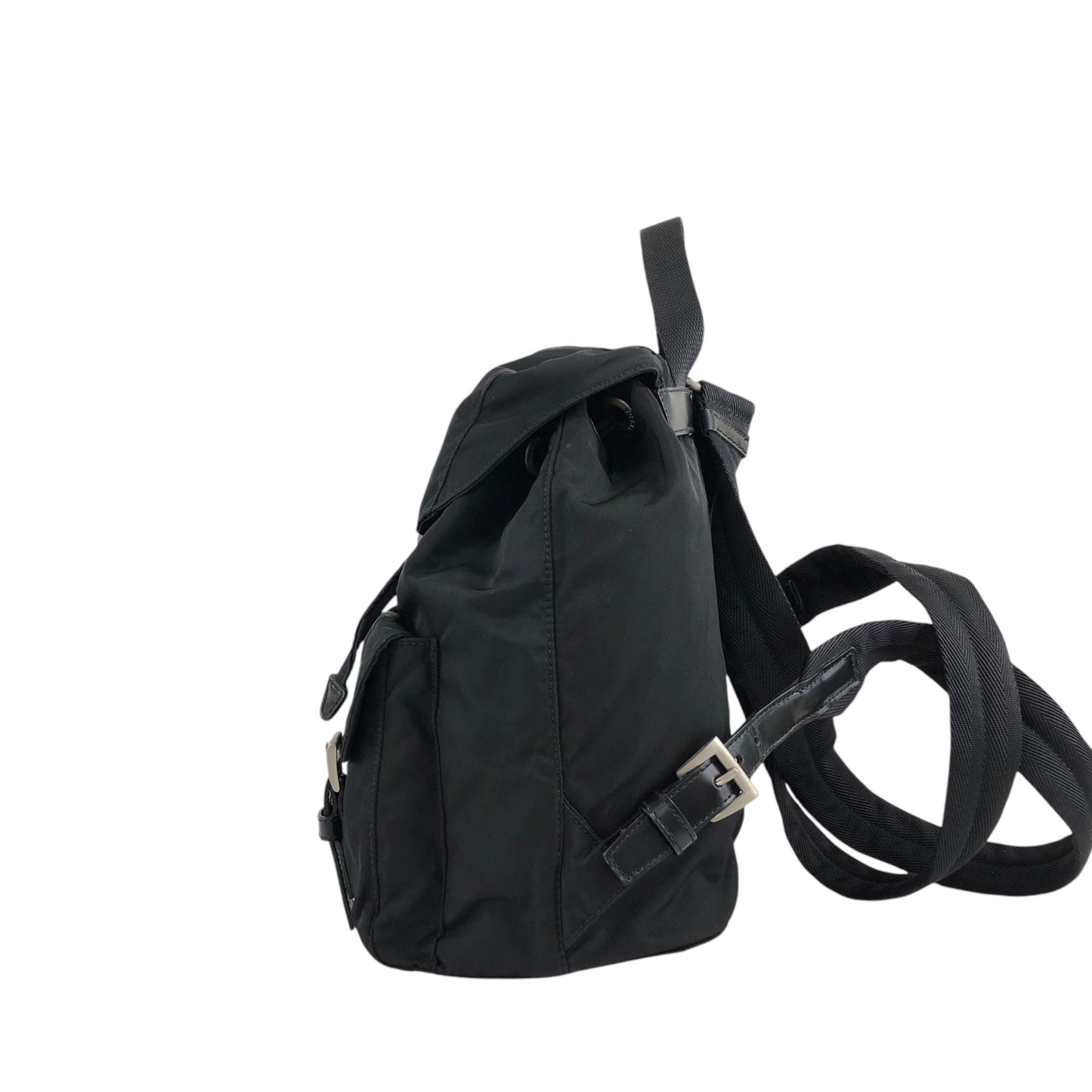 PRADA Triangle Logo Double Pocket Backpack Black Vintage hbs63x