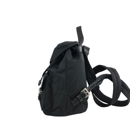 PRADA Triangle Logo Double Pocket Backpack Black Vintage hbs63x