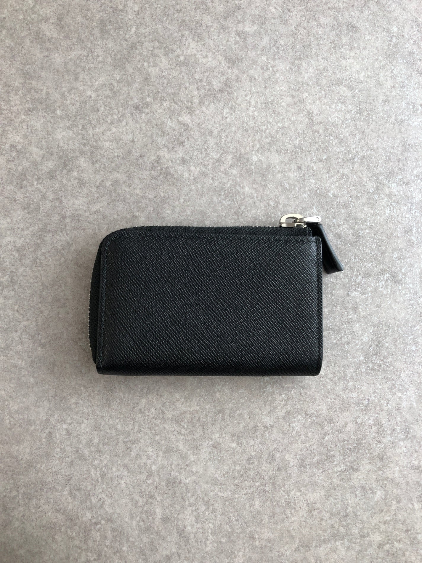 PRADA Logo Embossed Coin Purse Saffiano Black Vintage dgrv64