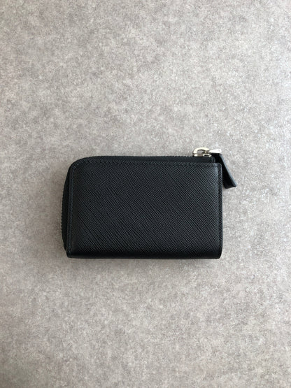PRADA Logo Embossed Coin Purse Saffiano Black Vintage dgrv64