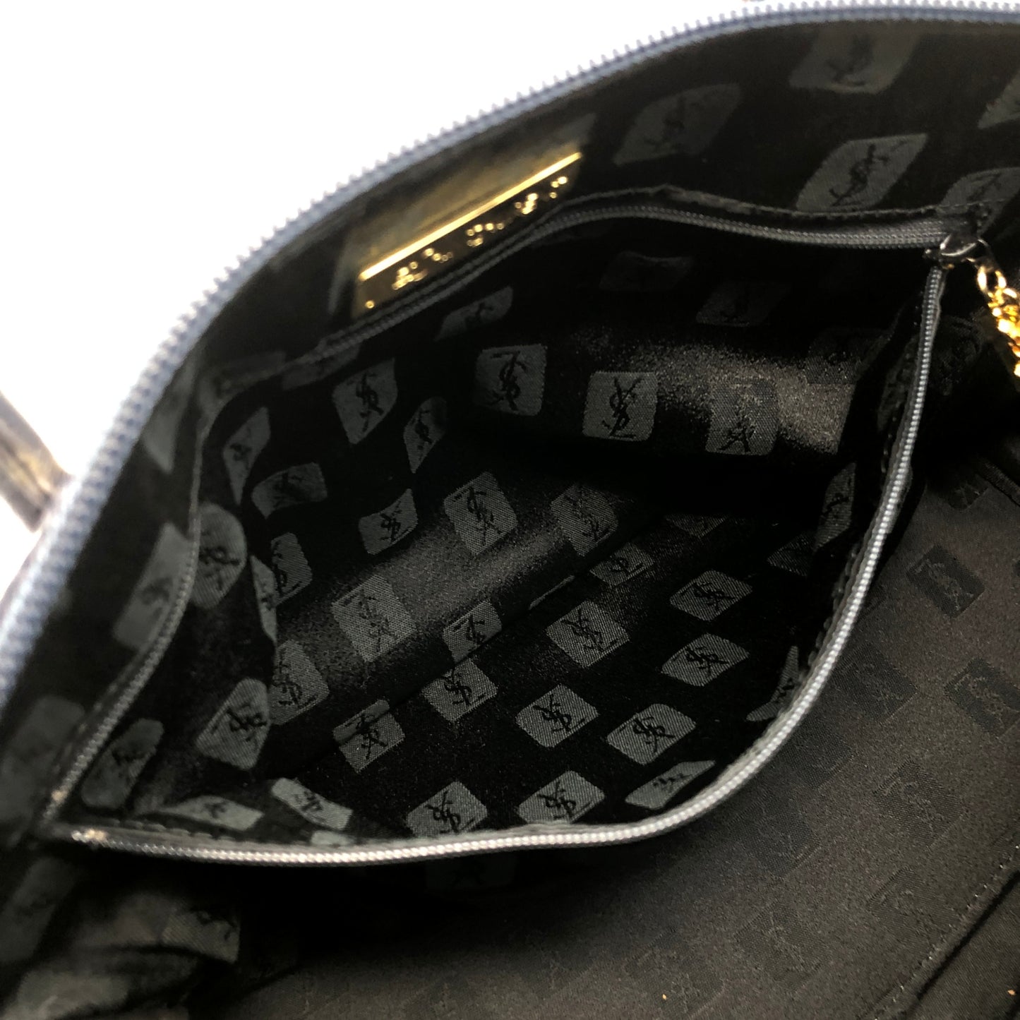 Yves Saint Laurent YSL 標誌手袋波士頓包海軍藍復古 6dix6x