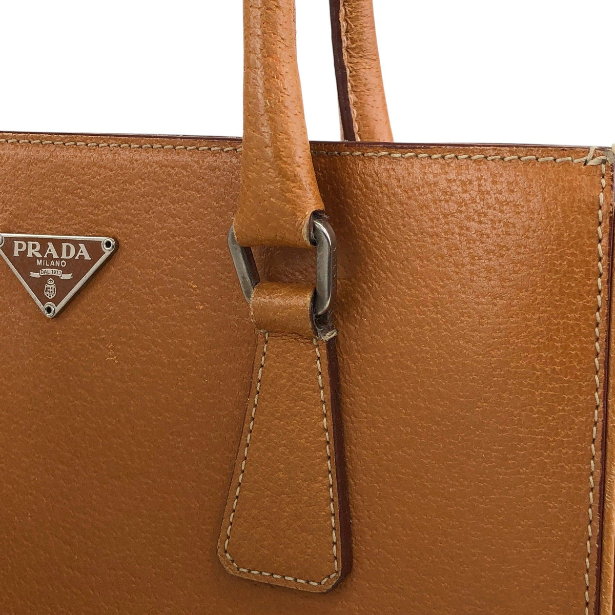 PRADA Triangle Logo Totebag Brown Vintage isz7da