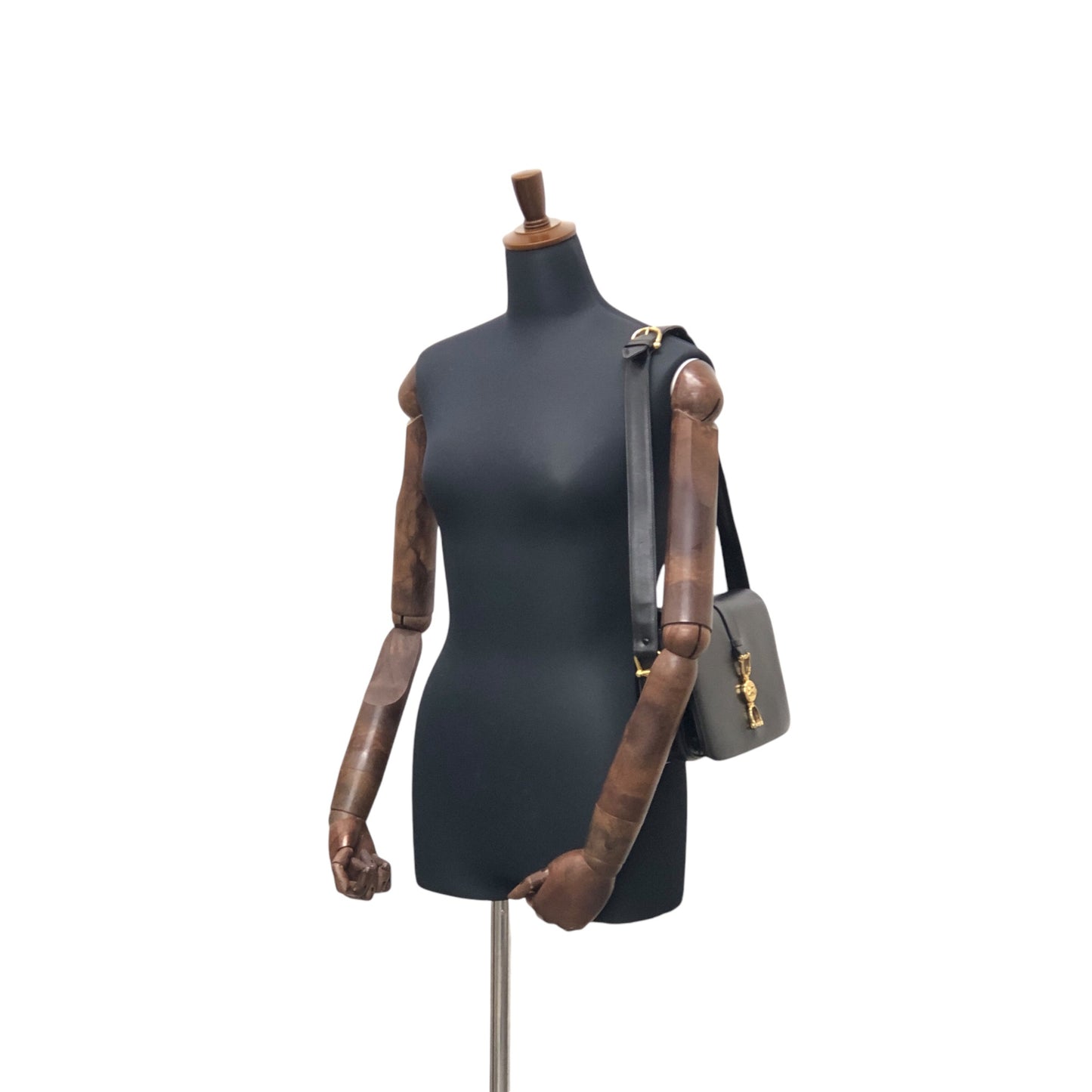 CELINE Horse Carriage Shoulder bag Black Vintage tinnie